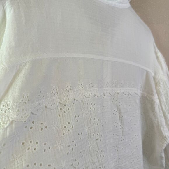 Free People Intimately Full Bloom Shirt Blouse Womens Size Medium Ivory Eyelet - Picture 12 of 14